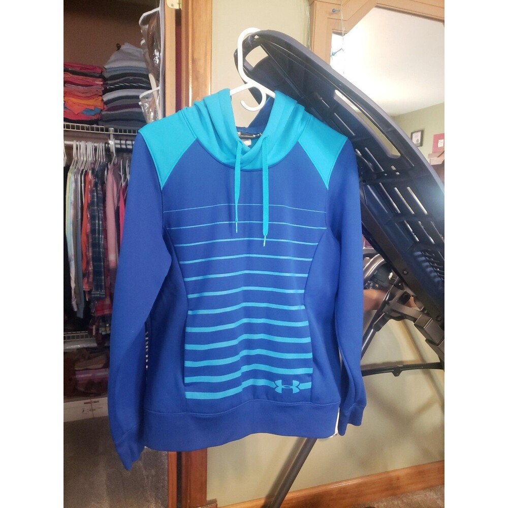 WOMAN'S UNDER ARMOR HOODED BLUE SWEATSHIRT SEMI-FITTED SIZE:M *WORN ONCE*